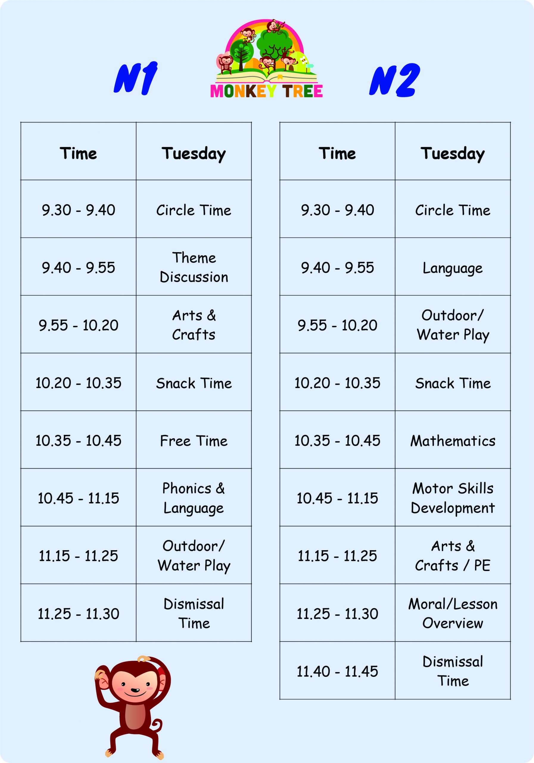 Nursery Timetable sample